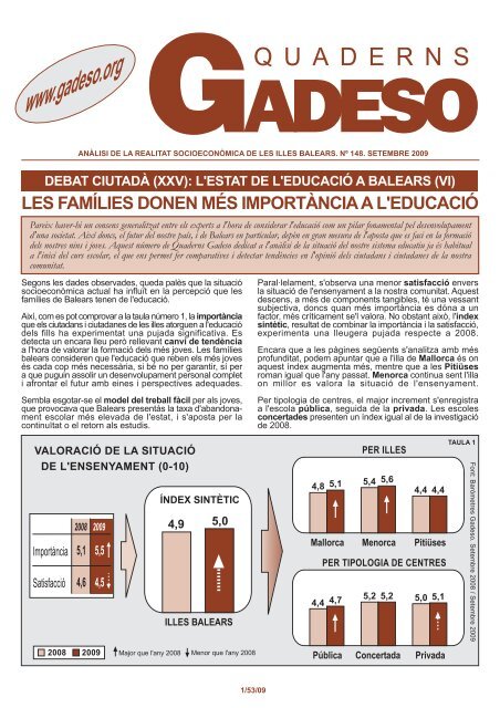 (XXV). L´estat de l´educació a Balears - Fundació GADESO