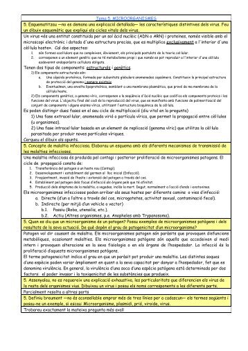 Tema 5. MICROORGANISMES 5. Esquematitzau —no es demana ...