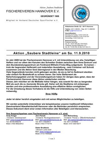 Aktion âSaubere Stadtleineâ - FV Hannover e.V.