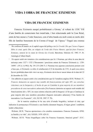 VIDA I OBRA DE FRANCESC EIXIMENIS - Antiblavers