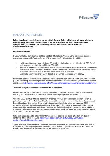 PALKAT JA PALKKIOT -  F-Secure