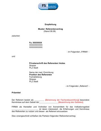 Referentenvertrag - FS Arzneimittelindustrie