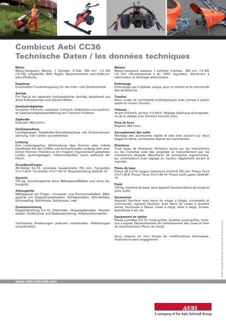 Combicut Aebi CC36 Technische Daten / les ... - Hilzinger AG