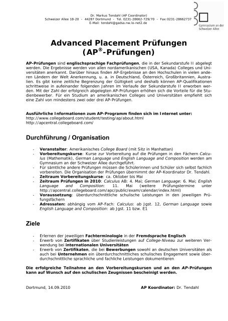 AP-Programm - Gymnasiums an der Schweizer Allee