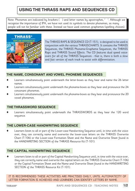 Thrass Chart Activities