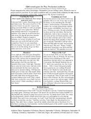 Girl monologues for Play Production auditions - Greenville County ...