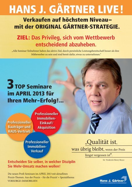 hans j. gärtner live bei der Gärtner & Gärtner Unternehmensberatung