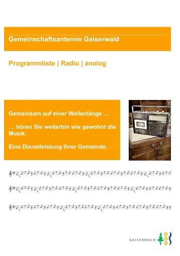 Gemeinschaftsantenne Gaiserwald Programmliste | Radio | analog