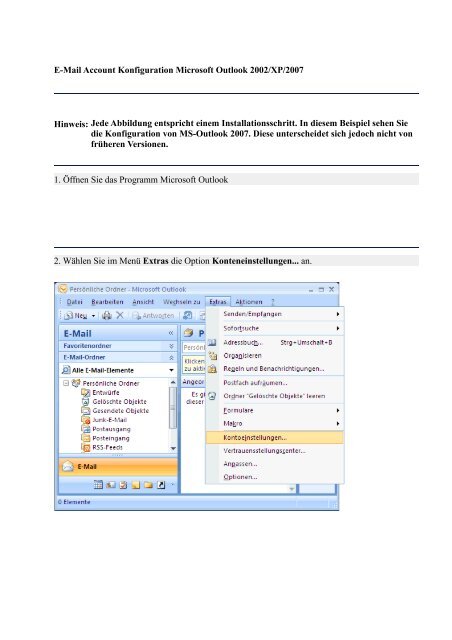 Anleitung zum Einrichten von Microsoft Outlook zum Abrufen