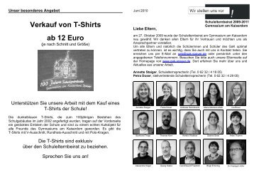 Verkauf von T-Shirts ab 12 Euro - GaK