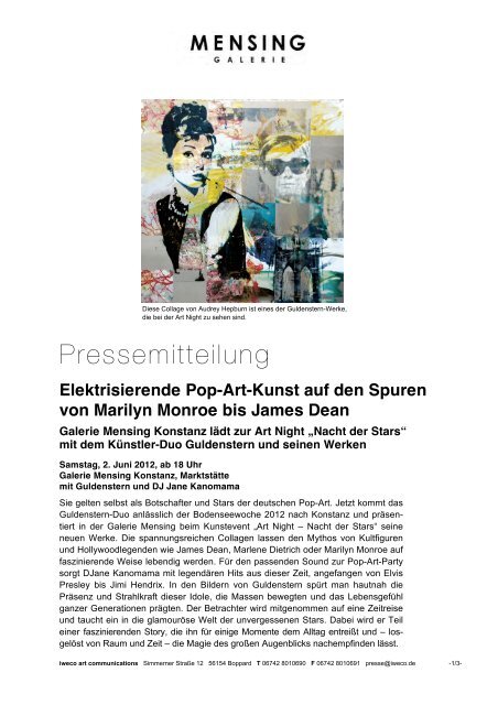 Pressemitteilung - Galerie Mensing