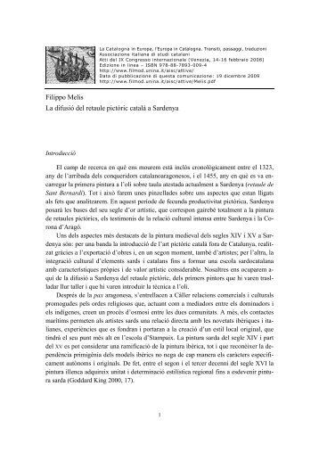 Filippo Melis La difusió del retaule pictòric català a Sardenya