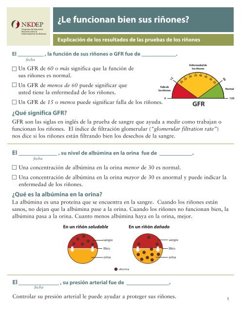 Explicación de los resultados de las pruebas de los riñones