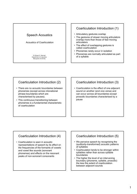 PDF version of Lecture Slides - Speech Resource Pages ...