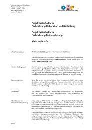 Projektleiter/in Farbe Fachrichtung Dekoration und Gestaltung