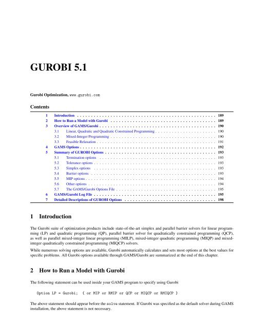 Solver Manual (pdf) - Gams