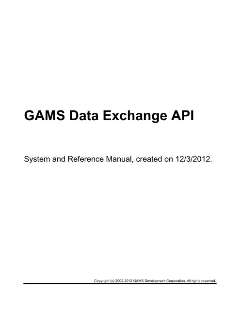 Gams Data Exchange Api