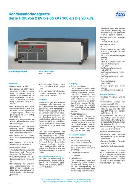 Druckerfreundliches Datenblatt (PDF) - Fug Elektronik