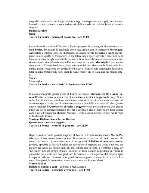 Calendario stagione teatrale 2012/2013 - Comune di Senigallia