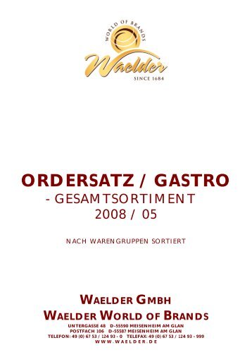 ORDERSATZ / GASTRO - Gastronomie Service Dahmen GmbH