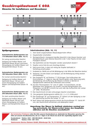 Geschirrspülautomat C 60A - Gastronomie Service Dahmen GmbH