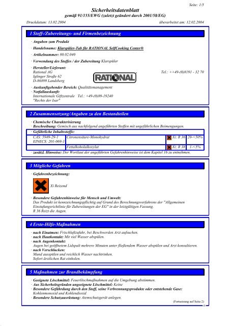 Rational Klarspüler-Tabs für SelfCooking Center