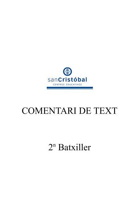 COMENTARI DE TEXT 2n Batxiller