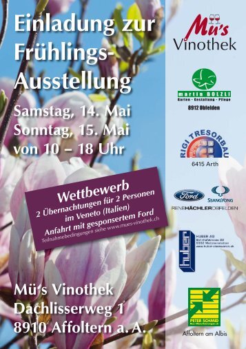 Einladung zur Frühlings- Ausstellung Samstag, 14. Mai Sonntag, 15 ...