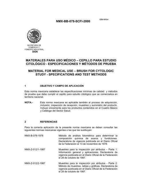 NMX-BB-078-SCFI-2000 MATERIALES PARA USO MÉDICO ...