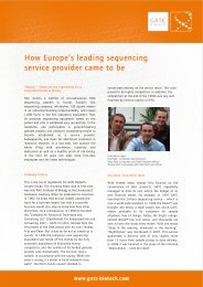 How Europe's leading sequencing service provider ... - GATC Biotech