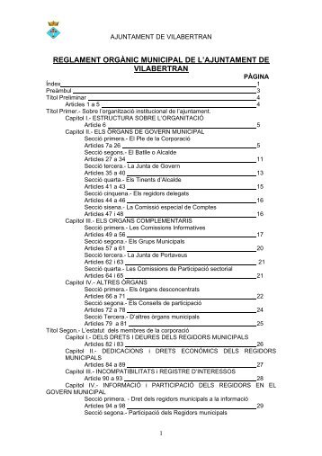 REGLAMENT ORGÀNIC MUNICIPAL DE L’AJUNTAMENT DE VILABERTRAN