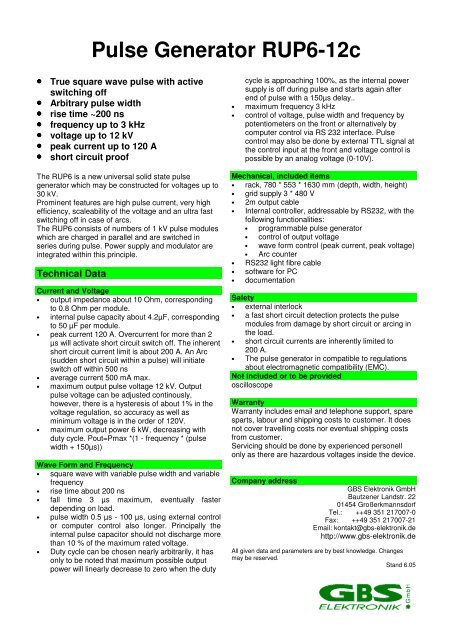 Pulse Generator RUP6-12c - GBS Elektronik GmbH