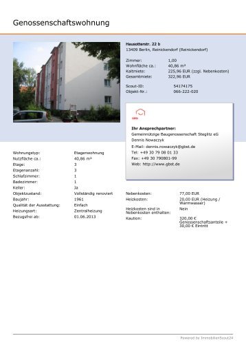 Genossenschaftswohnung - Baugenossenschaft Steglitz