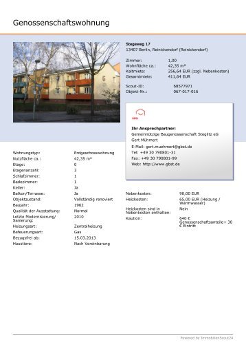 Genossenschaftswohnung - Baugenossenschaft Steglitz