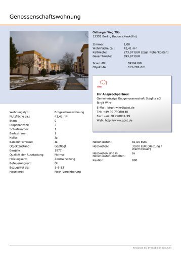 Genossenschaftswohnung - Baugenossenschaft Steglitz