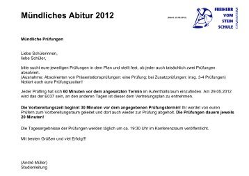 Mündliches Abitur 2012 - Freiherr-vom-Stein-Schule