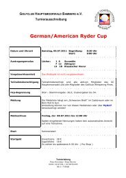 Ausschreibung Ryder Cup - Golfclubs Hauptsmoorwald Bamberg