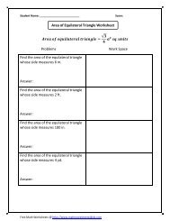 Find the area of the equilateral triangle - Math Worksheets For Kids