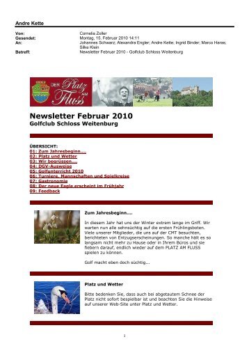 Newsletter Februar 2010 - Golfclub Schloss Weitenburg AG