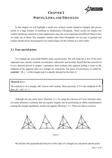 CHAPTER 2 POINTS, LINES,AND TRIANGLES 2.1 Four special points