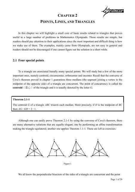 CHAPTER 2 POINTS, LINES,AND TRIANGLES 2.1 Four special points