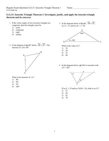 Worksheets Isosceles Triangle Theorem Worksheet isosceles triangle theorems worksheet five pack math g 31 theorem 1 investigate justify jmap