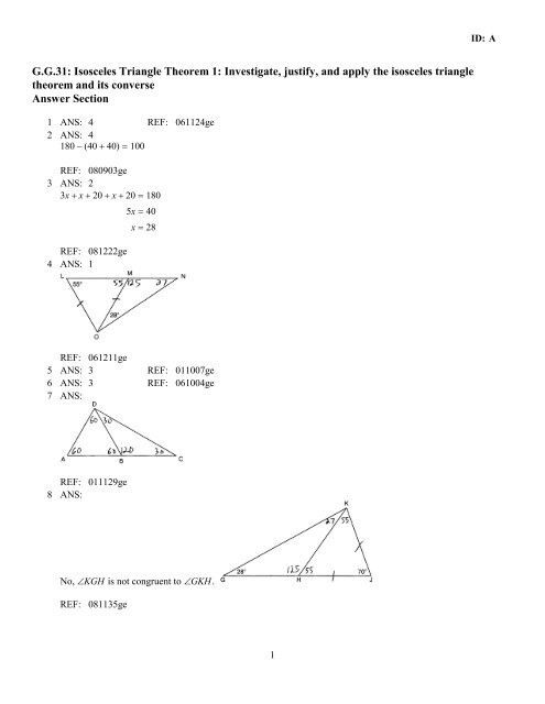 G.G.31: Isosceles Triangle Theorem 1: Investigate, justify ... - JMap