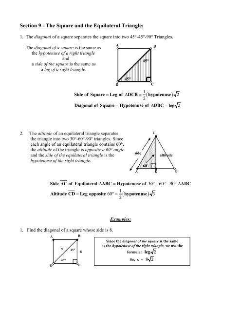 Section 9 - The Square and the Equilateral Triangle - Willets Geometry