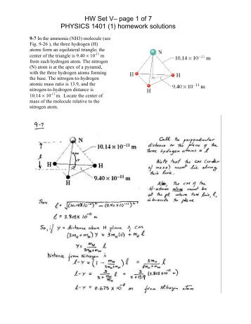 HW Set V– page 1 of 7 PHYSICS 1401 (1) homework solutions