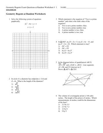 Geometry Regents at Random Worksheets - JMap