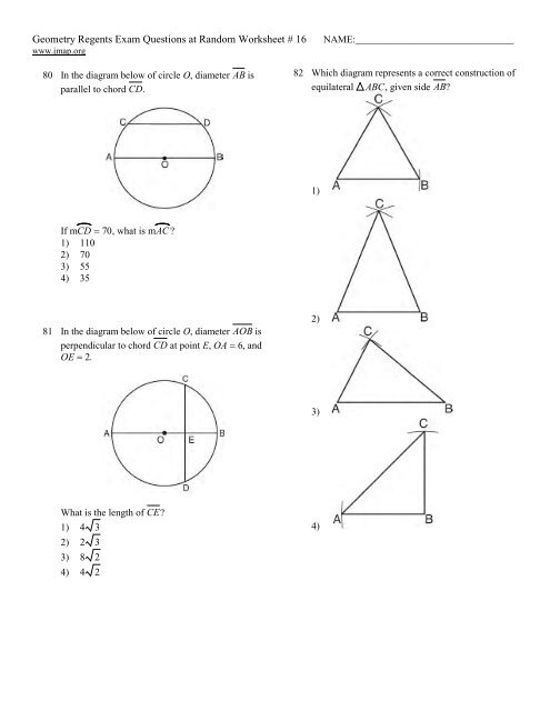 Geometry Regents at Random Worksheets - JMap