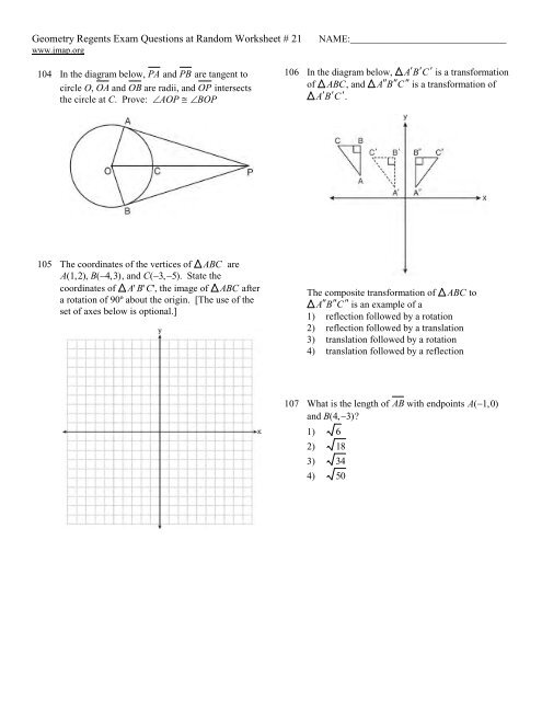 Geometry Regents at Random Worksheets - JMap