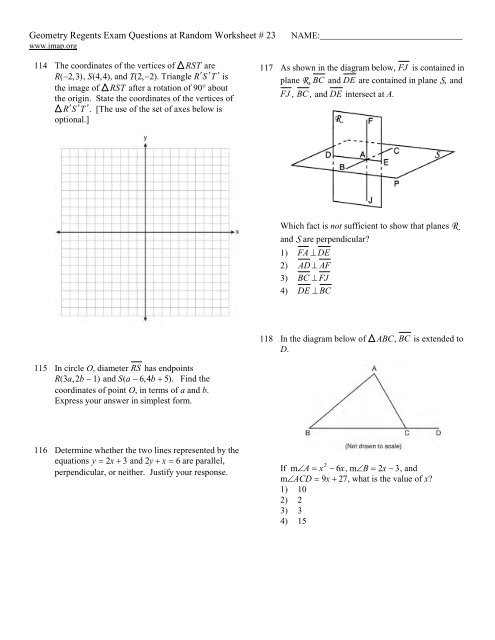 Geometry Regents at Random Worksheets - JMap