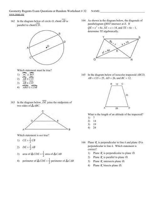 Geometry Regents at Random Worksheets - JMap